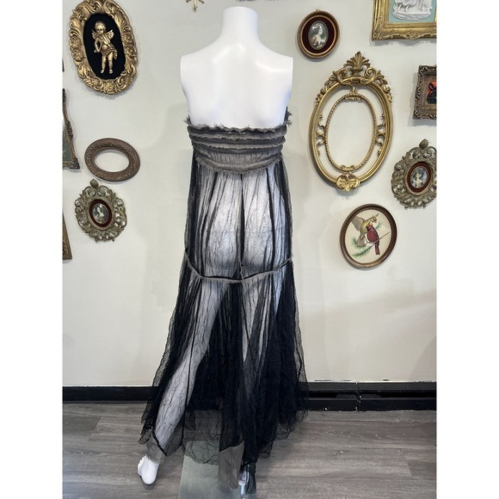 Intimately Free People Grey Black Sheer Mesh Strapless Midi Dress Small 92I - Picture 3 of 7